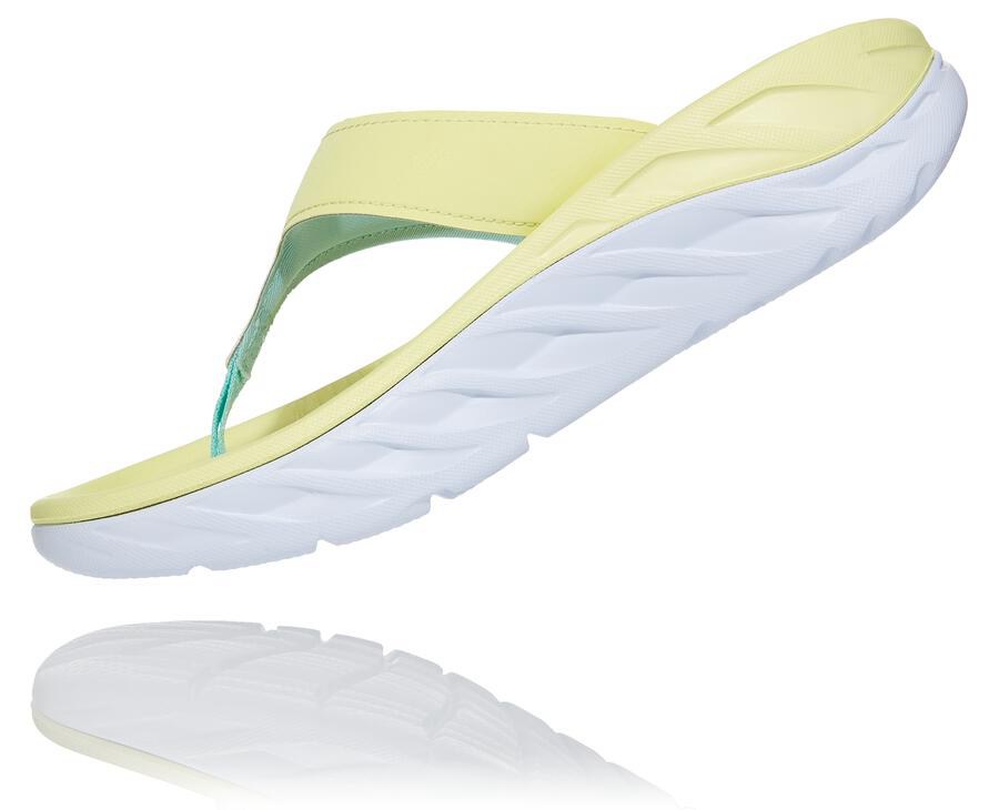 Sandals Womens - Hoka One One ORA Recovery Flip - Yellow/White - RGKZVTC-90